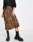 Фото #1 товара Violet Romance satin midi skirt in tiger print