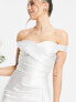 Yaura – Bridal – Drapiertes Maxikleid in Elfenbein mit Bardot-Ausschnitt