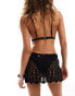 Фото #2 товара COLLUSION beach knitted low rise crochet micro mini skirt in black