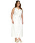 Фото #3 товара Plus Size Linen-Blend Belted Sleeveless Maxi Dress
