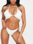 Ivory Rose Fuller Bust mix & match rib upside down triangle bikini top in white