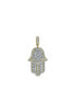 ფოტო #3 პროდუქტის Divine Hamsa Natural Round Cut Diamond Pendant (0.98 cttw) in 14k Yellow Gold for Women & Men