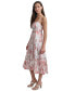 Women's Printed Mixed-Media Tiered Sleeveless Dress