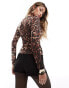 ASOS DESIGN slinky base layer top in leopard animal print Леопардовый, M - EU 40-42 - фото #2