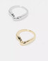 Фото #4 товара ASOS DESIGN pack of 2 molten rings in mixed metal design