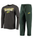 ფოტო #2 პროდუქტის Men's Green and Heathered Charcoal NDSU Bison Meter Long Sleeve T-shirt and Pants Sleep Set