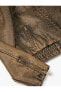 Фото #7 товара Куртка женская Koton Искусственная кожа с эффектом потертости, на молнии, с воротником "рубашка"