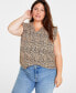 Фото #1 товара Trendy Plus Size Leopard-Print Ruffle-Sleeve Top, Created for Macy's