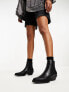 Only faux croc detail western boot in black