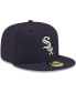 Men's Navy Chicago White Sox Logo White 59FIFTY Fitted Hat 7 1/4 - фото #4