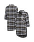 ფოტო #1 პროდუქტის Women's Black Vegas Golden Knights Mainstay Flannel Full-Button Three-Quarter Sleeve Nightshirt