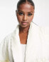 ASOS DESIGN crimped rib faux fur mini robe in cream