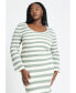 Фото #1 товара Plus Size Striped Sweater Dress With Tie Back