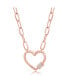 ფოტო #1 პროდუქტის Sterling Silver Gold or Rose Gold Plated over sterling silver CZ Heart Carabineer Paperclip Necklace