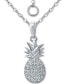 ფოტო #3 პროდუქტის Cubic Zirconia Pineapple Pendant Necklace in Sterling Silver, 16" + 2" extender, Created for Macy's