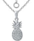 Cubic Zirconia Pineapple Pendant Necklace in Sterling Silver, 16" + 2" extender, Created for Macy's