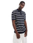 Фото #1 товара Brave Soul textured knit stripe polo in navy