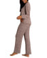 Women's Lounge and Sleepwear Set with Cozy Teddy Long Sleeve Top and Wide Leg Pants
