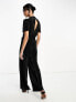 ASOS DESIGN plisse high neck jumpsuit in black