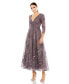 Фото #1 товара Women's Embellished Wrap Over 3/4 Sleeve Dress