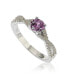 Фото #1 товара Pink Sapphire & Lab-Grown White Sapphire Crossover Twist Engagement Ring in Sterling Silver by Suzy Levian