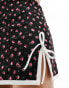 Фото #5 товара ASOS DESIGN co-ord mini skirt with split in floral with white bow detail