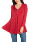 ფოტო #1 პროდუქტის Women's Flared Long Sleeve Henley Tunic Top