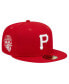 ფოტო #1 პროდუქტის Men's Red Pittsburgh Pirates Logo 59FIFTY Fitted Hat