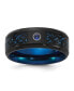 ფოტო #1 პროდუქტის Stainless Steel Black & Blue IP-plated CZ Clear Epoxy Band Ring