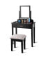 Фото #4 товара Makeup Desk Vanity Dressing Table Square Stool 1 Large Black
