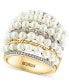 ფოტო #1 პროდუქტის EFFY® Cultured Freshwater Pearl (4mm) & Diamond (3/8 ct. t.w.) Multirow Statement Ring in 14k Gold