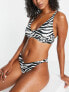 ASOS DESIGN – Mix and Match – Hipster-Bikinihose mit hohem Beinausschnitt, v-förmigem Design vorne und Zebraprint