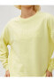 Kadın Giyim Yazı İşlemeli Sweatshirt Bisiklet Yaka 3SAK10193EK Sarı Sarı