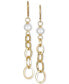 ფოტო #3 პროდუქტის Cultured Freshwater Pearl (7mm) Chain Link Drop Earrings in 14k Gold-Plated Sterling Silver