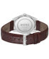 ფოტო #3 პროდუქტის BOSS Men Principle Quartz Basic Calendar Brown Leather Watch 41mm