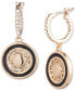 Gold-Tone Color-Framed Logo Charm Pavé Huggie Hoop Earrings