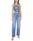 ფოტო #3 პროდუქტის Women's Floral Crewneck Split Back Keyhole Tank Top