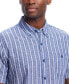 Men's Short Sleeve Striped Cotton Button Down Shirt