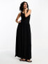 ASOS DESIGN ribbed scoop neck midi dress with dropped waist in black