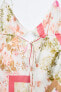 Фото #7 товара Платье с деталью из контрастной полупрозрачной ткани и принтом ZARA