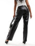 Фото #3 товара Mango croc detail leather look straight leg trousers in black