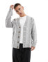 Brave Soul cable knit cardigan in light grey