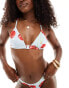 Фото #1 товара ASOS DESIGN Cleo triangle bikini top with front fastening in cherry print