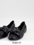 Фото #1 товара ASOS DESIGN Wide Fit Mentor bow flat shoes in black