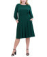 ფოტო #3 პროდუქტის Plus Size Ruched Boat-Neck Midi Dress