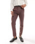 ASOS DESIGN wedding slim suit trouser in burgundy microtexture