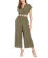 ფოტო #1 პროდუქტის Women's V-Neck Belted Wide-Leg Jumpsuit