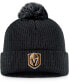 ფოტო #1 პროდუქტის Men's Black Vegas Golden Knights Core Primary Logo Cuffed Knit Hat with Pom