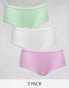 Фото #2 товара ASOS DESIGN 3 pack ribbed briefs in white, lilac & pistachio