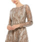 Women's Sequin Long Sleeve Bateau A Line Gown